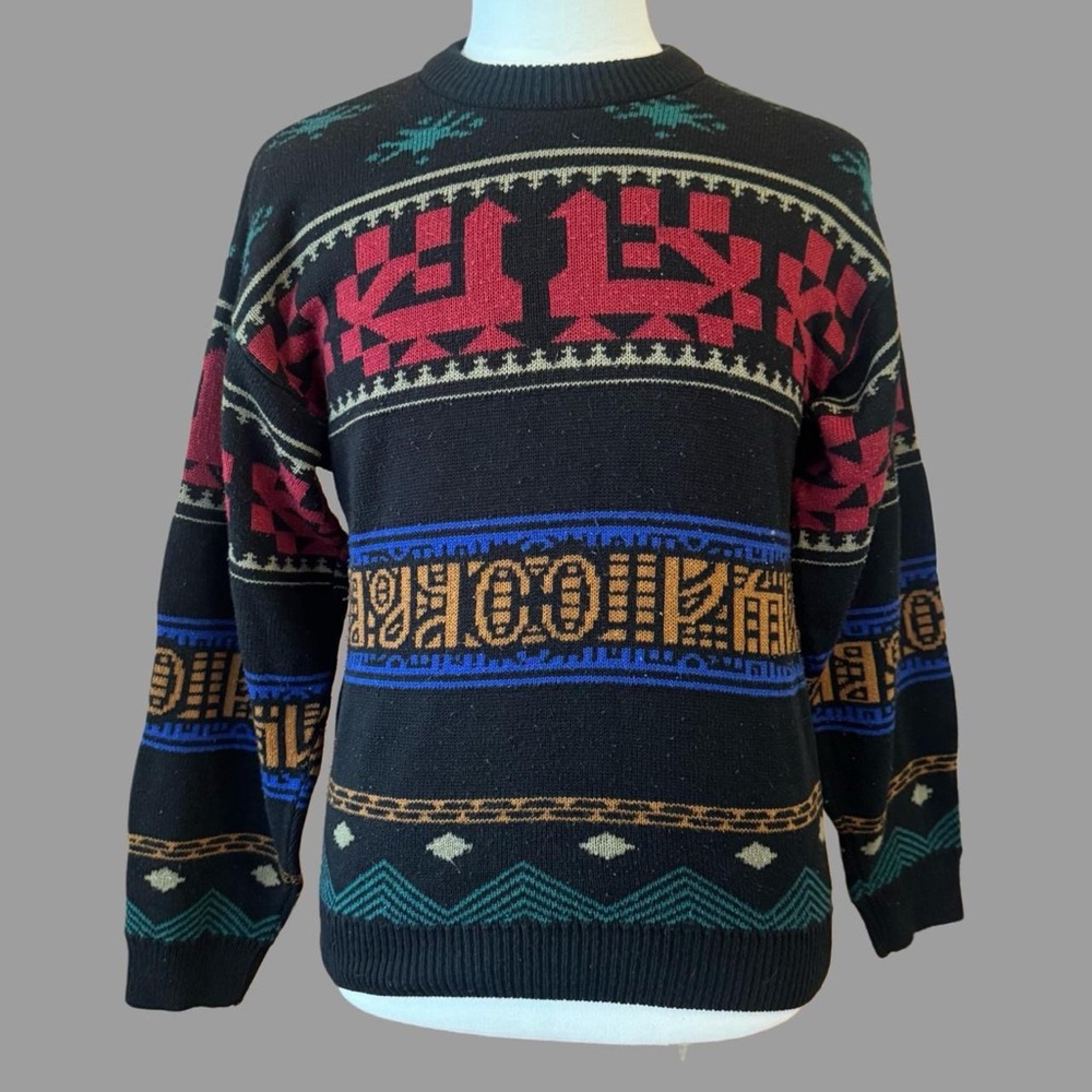 Black and multi coloured Aztec print sweater